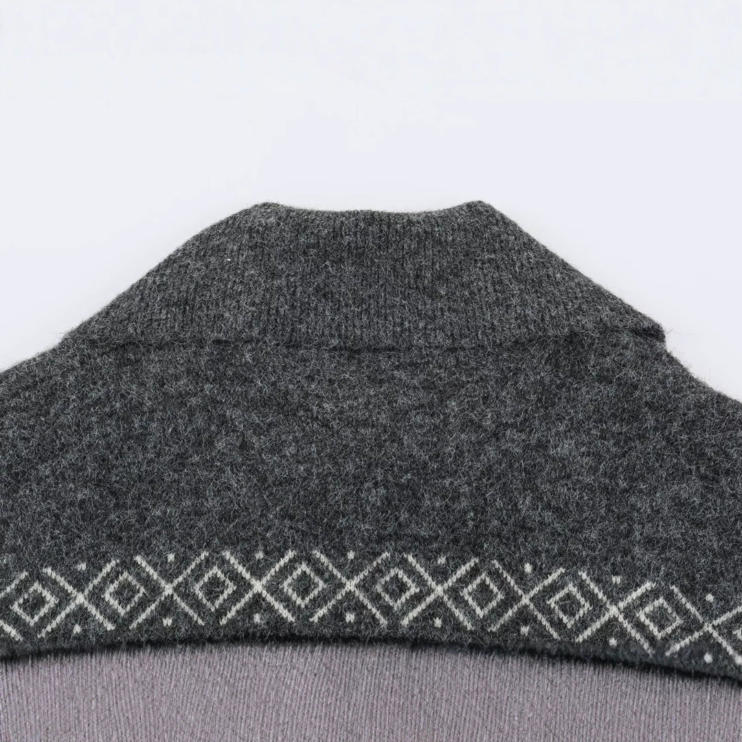 Damen Norwegisch gemusterter Wollmix-Dufflecoat mit Schalkragen und Knebelverschlüssen Nord Taschen