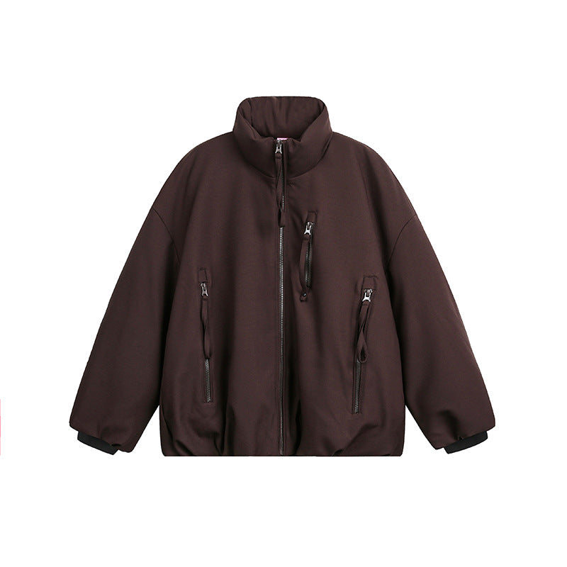 Unisex Weit geschnittene Utility-Fleecejacke mit Stehkragen und mehreren Reißverschlusstaschen Nord Taschen