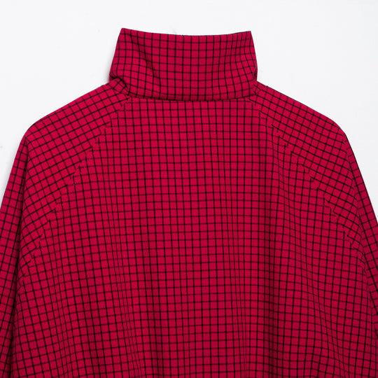 Damen Karierte Cropped Jacke mit Stehkragen und Reißverschluss Nord Taschen