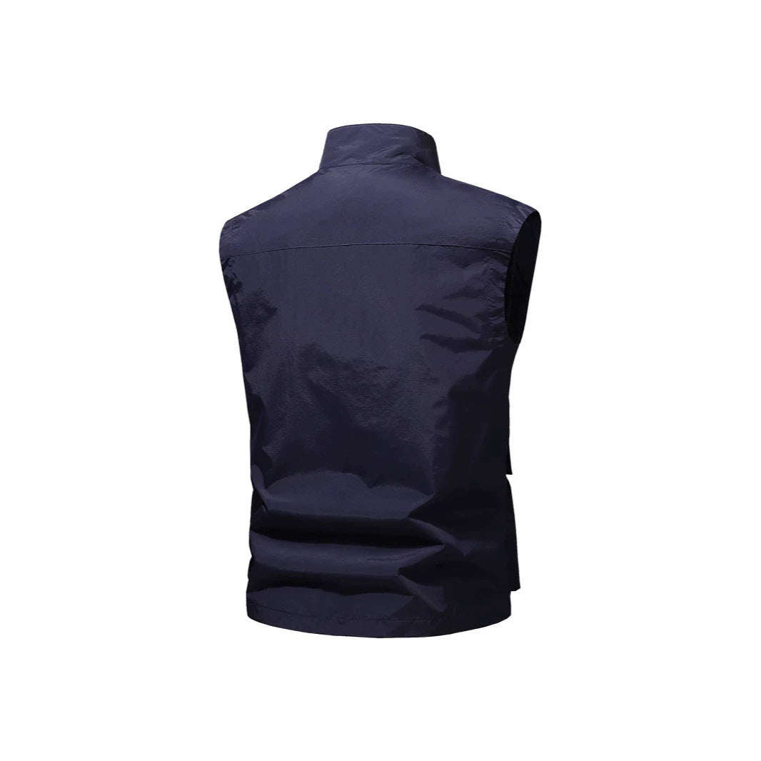 Herren Reise-Performance-Weste mit hohem Kragen, wasserabweisender Microfaser und Mehrfachtaschen Nord Taschen