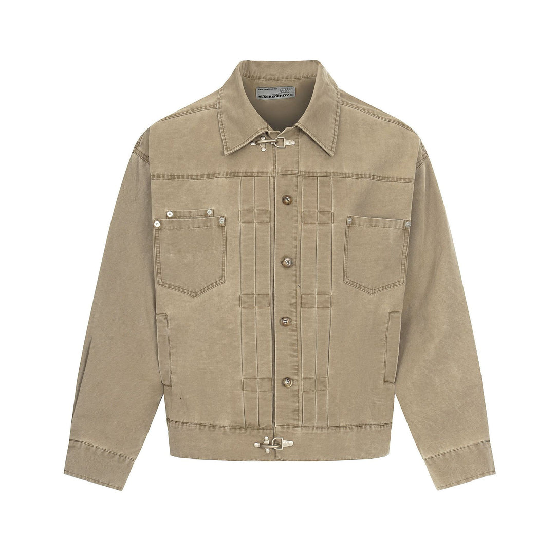 Herren Canvas-Utility-Blousonjacke mit Tunnelzug und Ziersteppungen Nord Taschen