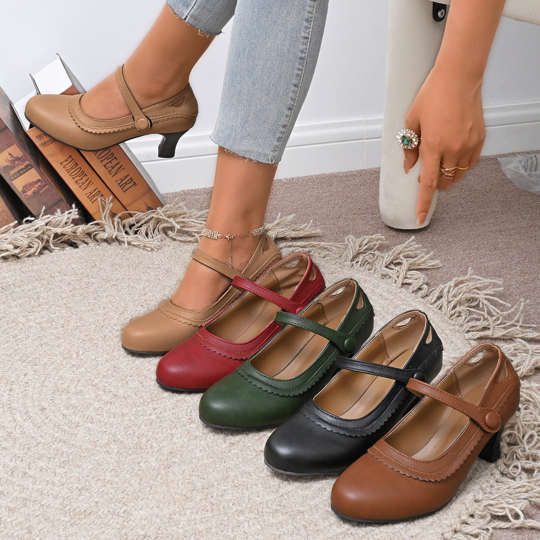 Damen elegante Mary Jane Pumps mit schicker Schnalle und komfortablem Absatz