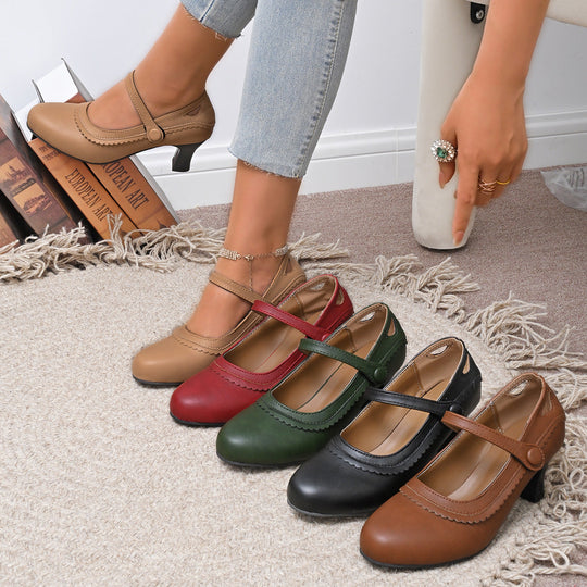Damen elegante Mary Jane Pumps mit schicker Schnalle und komfortablem Absatz