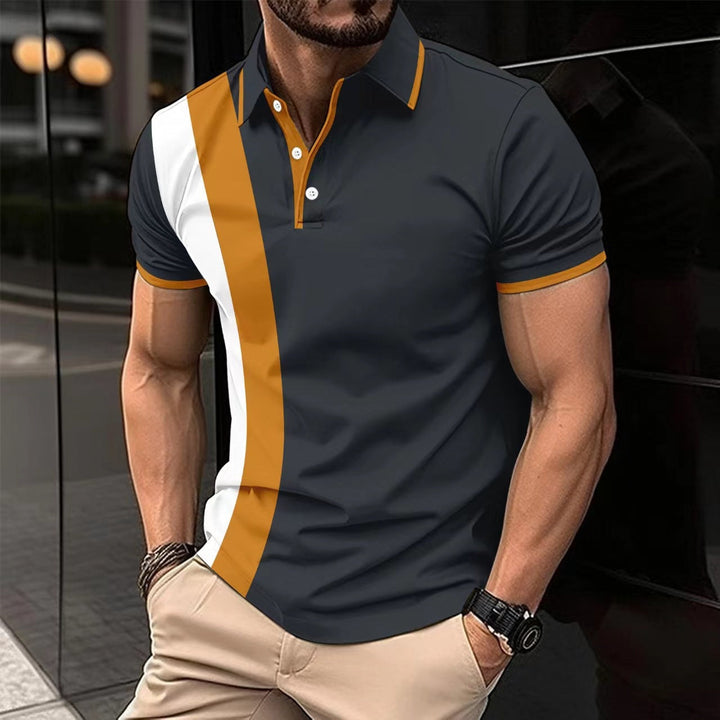 Herren kurzärmeliges Poloshirt mit modernen Farbblocks und atmungsaktivem Material