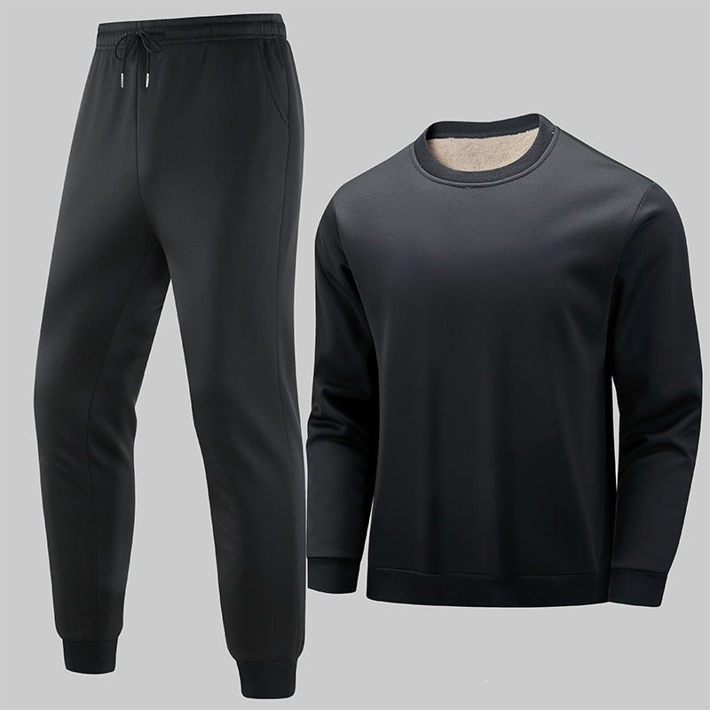 Herren Thermo‑Fleece Lounge‑Set mit Rundhals-Pullover & tapered Jogginghose Nord Taschen