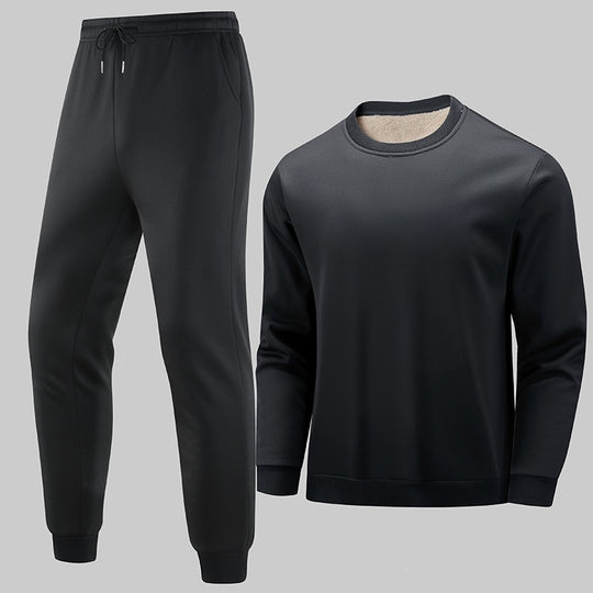 Herren Thermo‑Fleece Lounge‑Set mit Rundhals-Pullover & tapered Jogginghose Nord Taschen