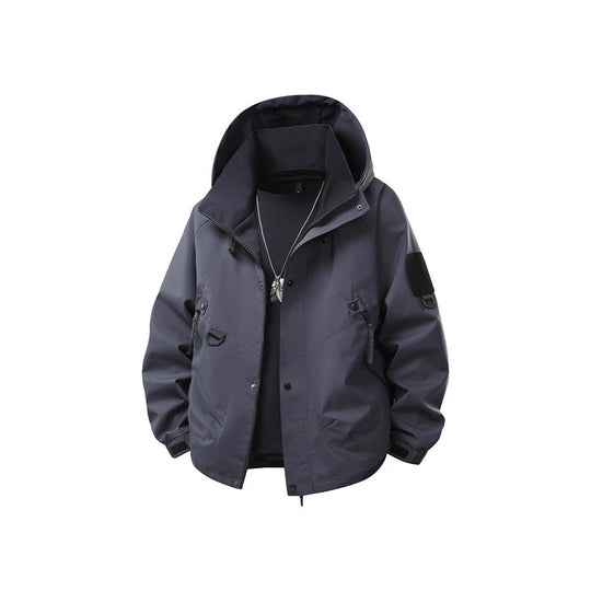 Herren Wasserabweisende Kapuzen‑Utility‑Jacke mit Multitaschen, Kordelzug und Reißverschluss Nord Taschen