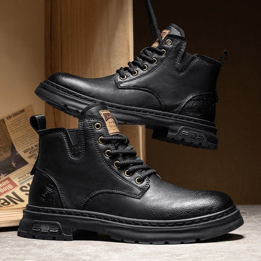 Herren Robuste Leder Boots Nord Taschen