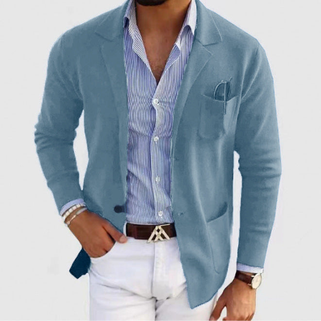 Herren lässiger Strickblazer mit praktischen Taschen und bequemer Passform