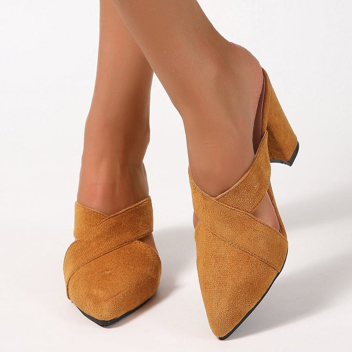 Damen Mules mit elegantem Kreuzband und komfortablem Blockabsatz  Nord Taschen
