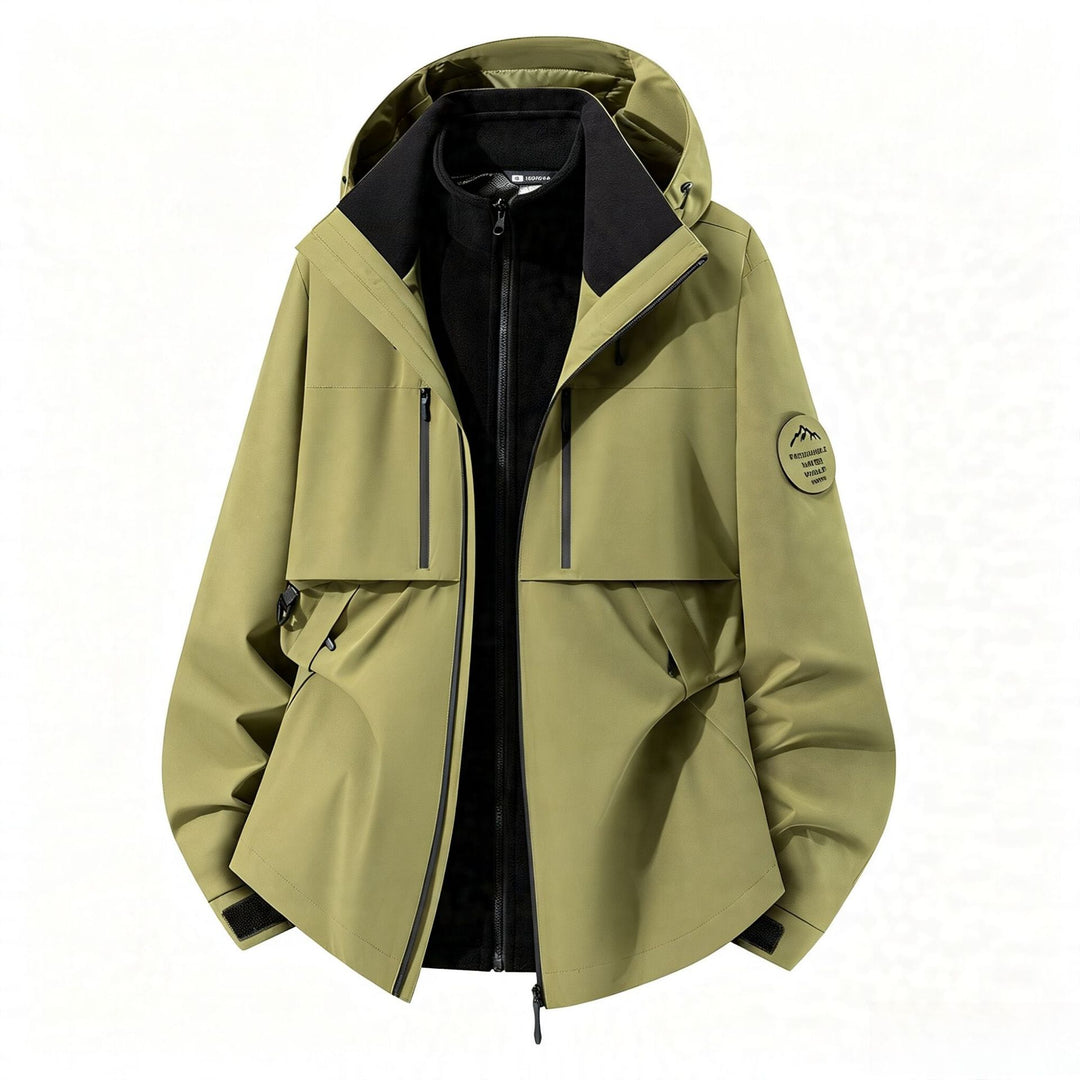 Herren dreilagige Softshell-Outdoorjacke mit herausnehmbarem Fleecefutter und Kapuze Nord Taschen