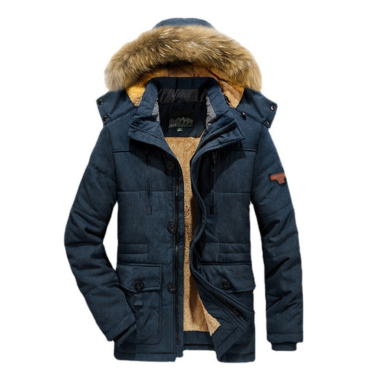Herren wattierter Parka mit Kunstfellkapuze und Teddyfutter Nord Taschen