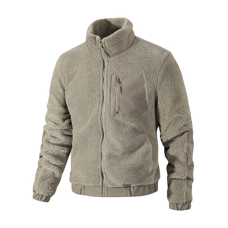 Herren Teddy-Fleece Jacke mit Stehkragen und verstärkten Einsätzen Nord Taschen