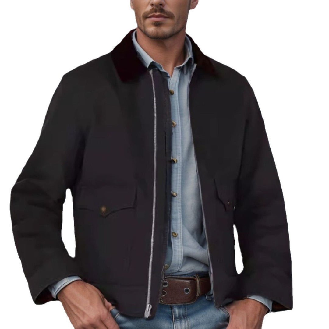 Herren robuste Canvas-Fieldjacke mit Cordkragen und aufgesetzten Pattentaschen Nord Taschen