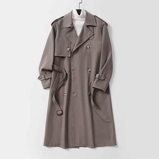 Damen klassischer Doppelreihiger Trenchcoat mit Taillengürtel und Schalkragen Nord Taschen