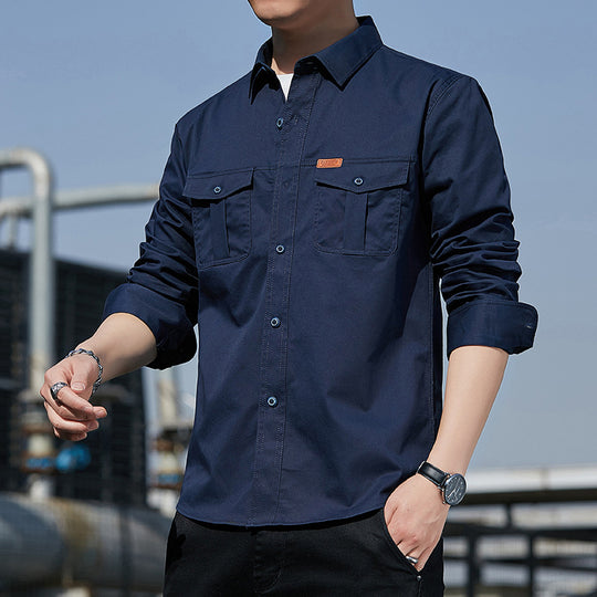 Herren leichtes Utility-Overshirt aus Baumwoll-Canvas mit Brustpattentaschen Nord Taschen