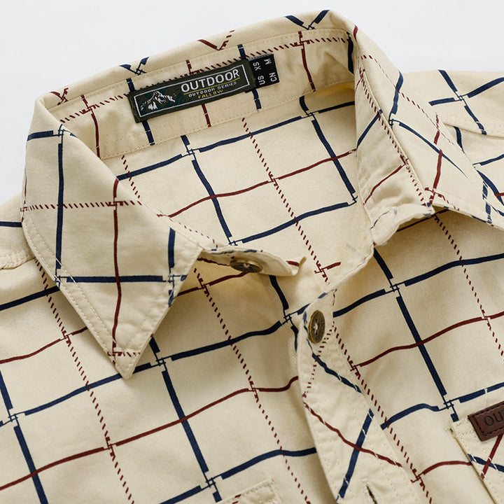 Herren  kariertes Overshirt mit leichtem Thermofutter und doppelten Klappbrusttaschen Nord Taschen