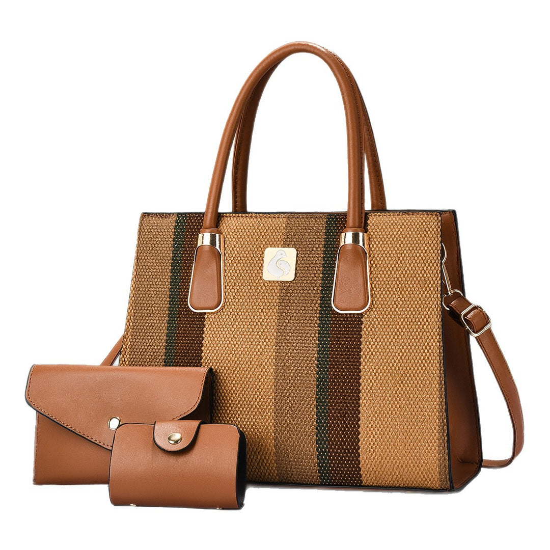 Damen elegante Schultertasche im gestreiften Design mit praktischer Mini-Clutch Nord Taschen
