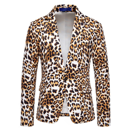 Herren Designer-Blazer mit auffälligem Leopardenmuster und edlem Schnitt