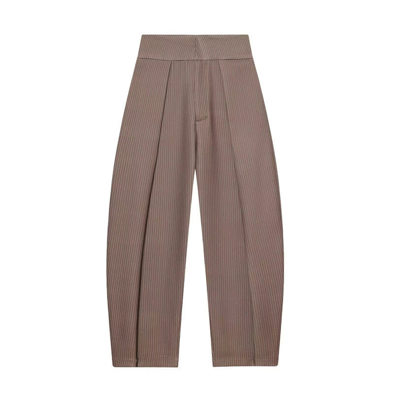 Damen Weite Plissée-Jerseyhose mit hoher Taille und Bügelfalte Nord Taschen