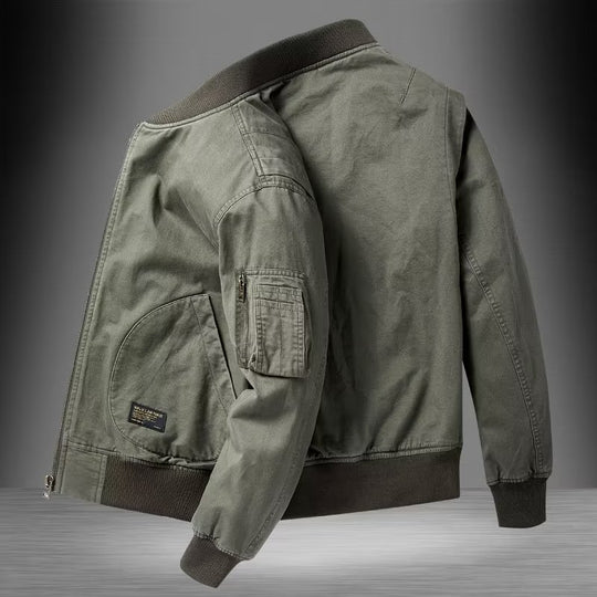 Herren Baumwoll-Canvas Bomberjacke mit Ärmeltasche und Rippbündchen Nord Taschen