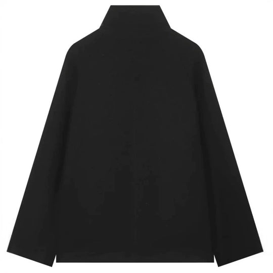 Damen Kurzer doppeltreihiger Wollmix‑Cape‑Mantel mit Stehkragen und Raglanärmeln Nord Taschen