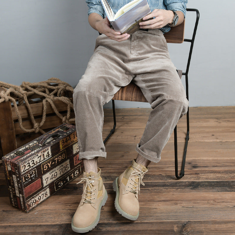 Herren Wildleder-Textil Combat-Boots mit profilierter Gummisohle Nord Taschen