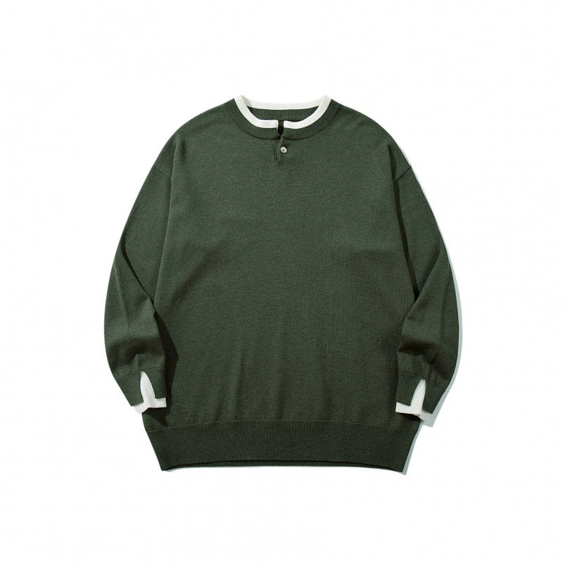 Unisex Oversize Feinstrickpullover mit Henley-Knopfleiste und Schlitzbündchen Nord Taschen