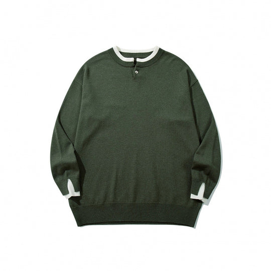 Unisex Oversize Feinstrickpullover mit Henley-Knopfleiste und Schlitzbündchen Nord Taschen