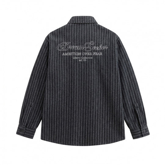 Unisex Overshirt-Hemdjacke mit Nadelstreifen und aufgesetzter Pattentasche Nord Taschen