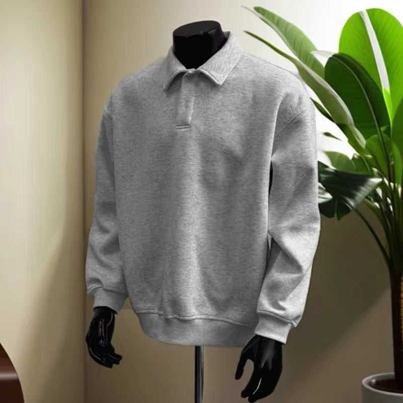 Herren Poloshirt-Sweatshirt mit Hemdkragen und Oversize-Schnitt Nord Taschen
