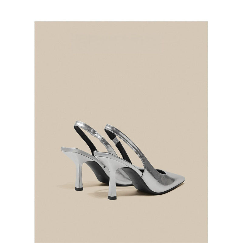 Damen Slingback High Heel Pumps mit elegantem metallic Finish