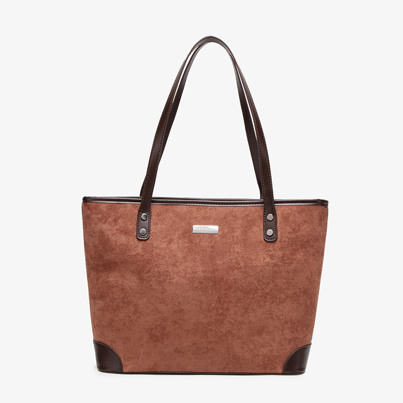Damen Shopper Tasche mit eleganter Wildlederstruktur Nord Taschen