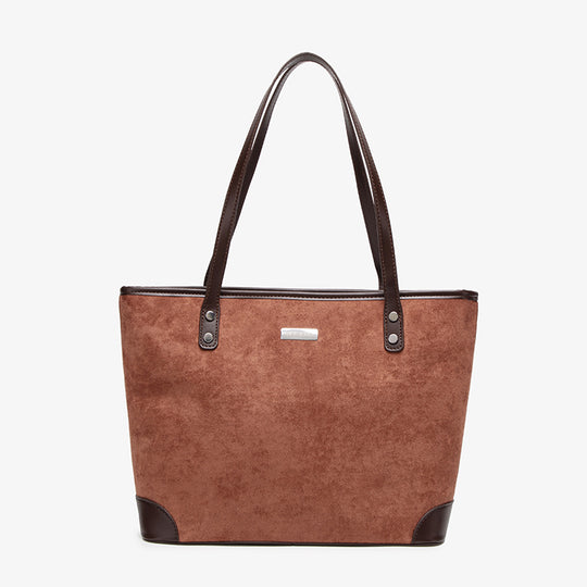 Damen Shopper Tasche mit eleganter Wildlederstruktur Nord Taschen