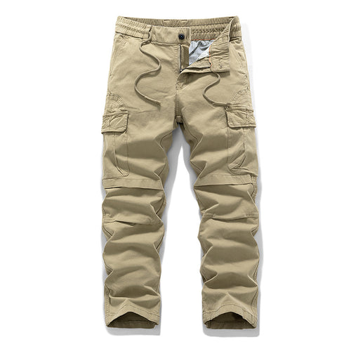 Herren Baumwoll-Canvas Cargo-Hose mit elastischem Tunnelzugbund, Kniepaneelen und Mehrfachtaschen Nord Taschen