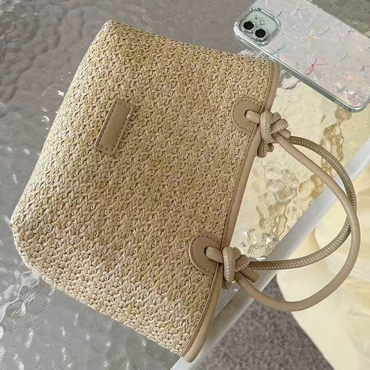 Damen Strohtasche mit elegantem Lederakzent Nord Taschen