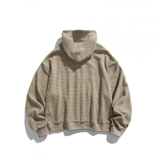 Unisex Boxy Kapuzen-Sweatjacke mit durchgehendem Reißverschluss, Streifenstruktur und geripptem Saum Nord Taschen