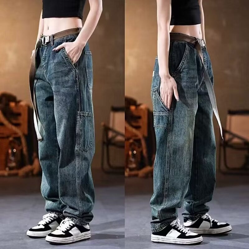 Damen Weite Denim-Hose mit hohen Taschen Nord Taschen