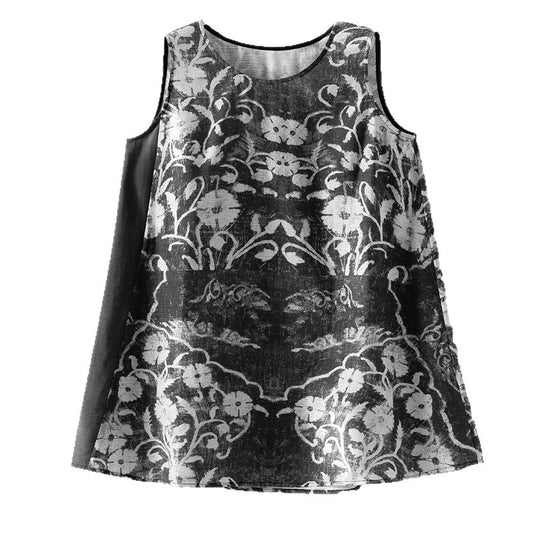 Damen Weite Leinenmix-Hose mit Elastikbund, Palazzoschnitt und ornamentalem Print Nord Taschen
