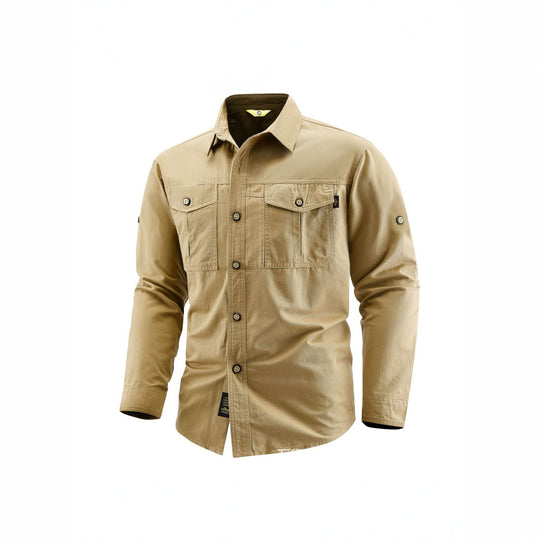 Herren Canvas-Overshirt im Field‑Style mit Brustklappen und durchgehender Knopfleiste Nord Taschen