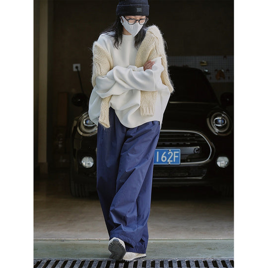 Damen Voluminöse Palazzo-Baggy-Hose mit elastischem Komfortbund und Eingrifftaschen Nord Taschen