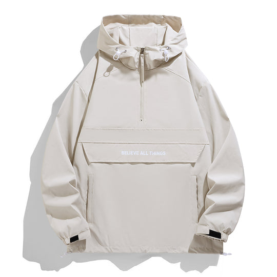 Damen Kapuzen-Anorak mit halbem Reißverschluss, Kängurutasche & verstellbarem Saum Nord Taschen