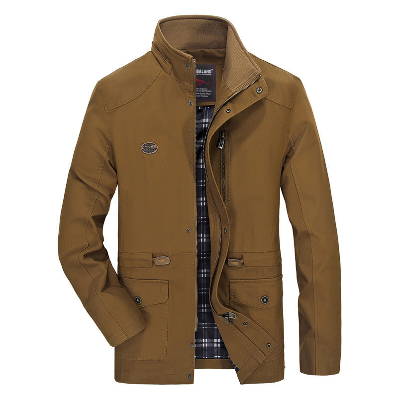 Herren mittellanger Parka mit Kapuze, kariertem Innenfutter und Taillenkordel Nord Taschen