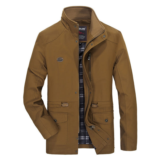 Herren mittellanger Parka mit Kapuze, kariertem Innenfutter und Taillenkordel Nord Taschen