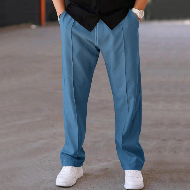 Herren elegante Freizeithose mit geradem Schnitt und klassischen Falten