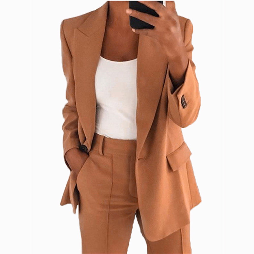 Damen Zweiteiliger Business-Hosenanzug mit Oversize-Blazer und Hochtaillierter Bügelfaltenhose Nord Taschen