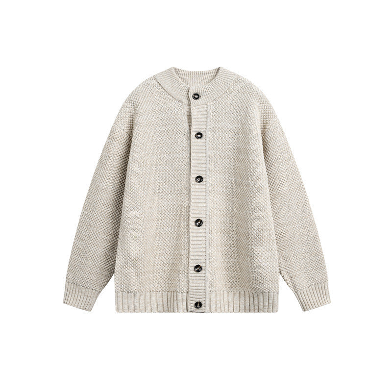 Damen Strukturiertes Oversize-Strickcardigan mit Rundhals und durchgehender Knopfleiste Nord Taschen