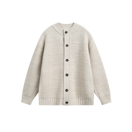 Damen Strukturiertes Oversize-Strickcardigan mit Rundhals und durchgehender Knopfleiste Nord Taschen