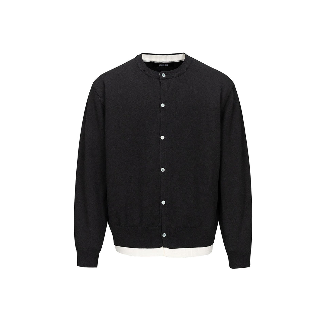 Herren Feinstrick-Cardigan mit Rundhals, durchgehender Knopfleiste und geripptem Saum Nord Taschen