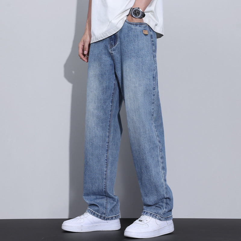 Herren Weite Straight‑Leg Denim-Jeans mit Vintage-Wash und lockerer Passform Nord Taschen